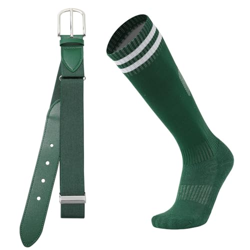 AWAYTR Youth Baseball Socks and Belt - Kids Softball Belts and Socks Combo for Youth Boys Girls