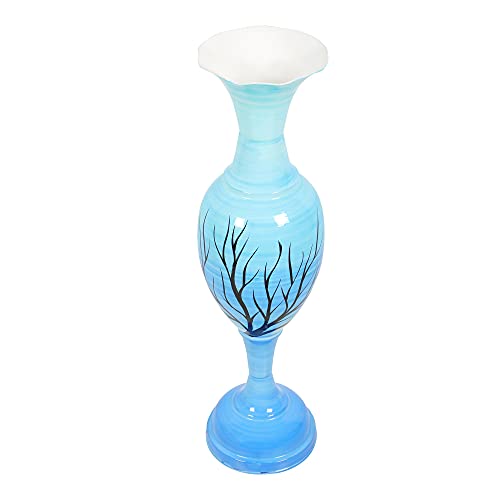 Image of Big Flower Vase for Living Room Corner Big Size Tall Metal Home Decor Item for Floor and Room- Large and Long Vase /Pot (25 Inches) Pack of 1 (Sky Blue)