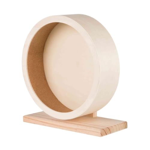 TRIXIE exercise wheel with ball bearings – for hamsters – closed cork running surface – untreated wood – exercise wheel diameter: 28 cm – 60923