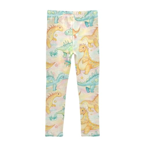 Vdsrup Girls Leggings Colorful Dinosaur Watercolor Kids Length Leggings Pants Athletic Yoga Pants Toddler Tights Trousers 4T2