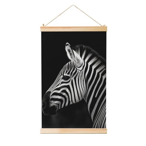 Peinture murale zébré noir et blanc châssis en bois toile artistique salon déco chic