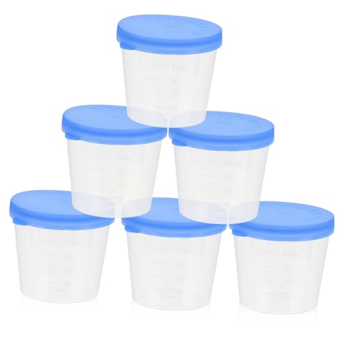 SOLUSTRE Plastic Urine Sample Jars Cups Lids Scale Urine Cups for Testing Storage