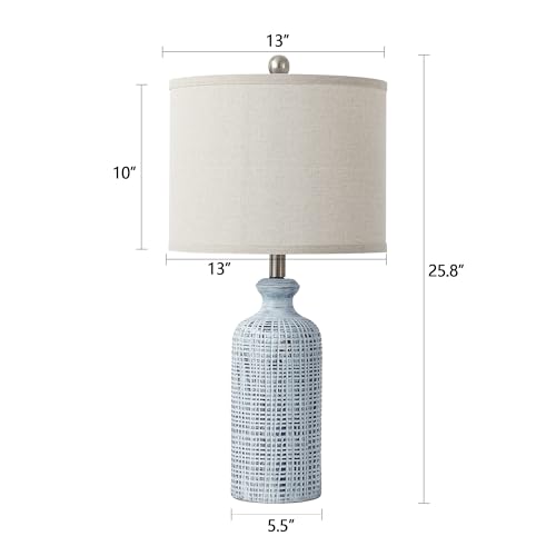 Ireliare Living Room Lamps Set of 2, 25.8" Ceramic Table Lamps for Bedrooms with Linen Shade, Modern Farmhouse Lamps for Nightstand with Rotary Switch - Image 7