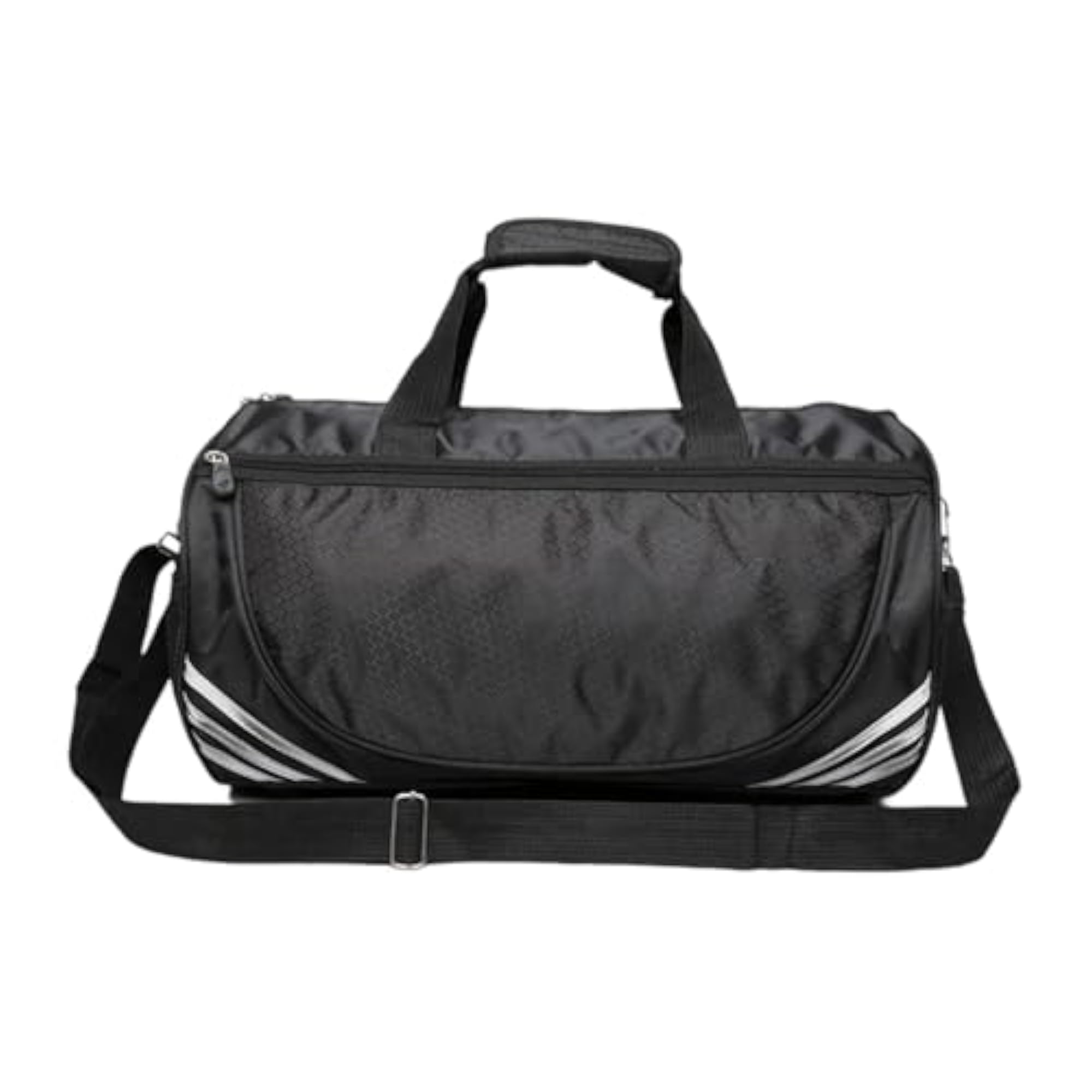 Sleek Silver Barrel Shoulder Travel Gym Bag