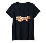 donna minnesota america stati uniti d'america stato retro maglietta con collo a v