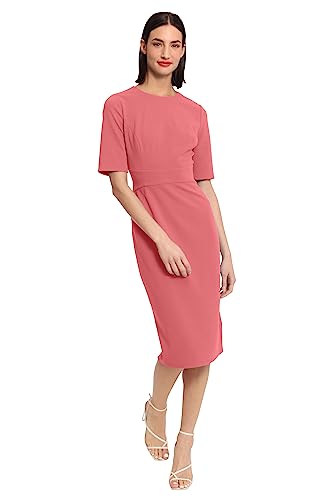 Image of Donna Morgan Women's Curved Waist Seam Crepe Workwear Dress Career Office Desk to Dinner Event Occasion Guest of