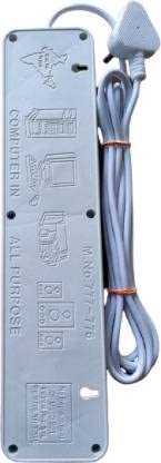 Image of Om Traders Extension Cord with Individual 7 Switches Extension Boards (White)(RED) 7 Plus Three Pin Plug