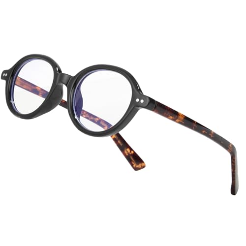 Image of Vintage Round Glasses for Men Women Retro Oval Blue Light Glasses Fake Nerd Eyeglasses