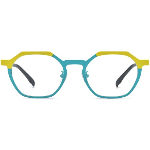 Image of FONEX Colorful Pure Titanium Glasses Frame Women Retro Round Eyeglasses