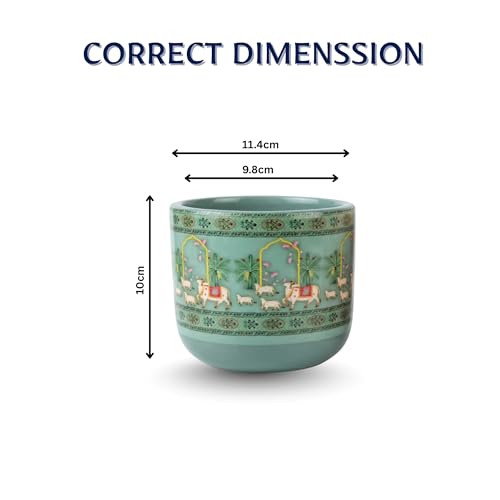 Image of Terracotta Planter - Premium Glass Coated Planters for Home Decor | Artistic Flower Pots for Garden & Indoor | Table Top Decor (Mint, M)