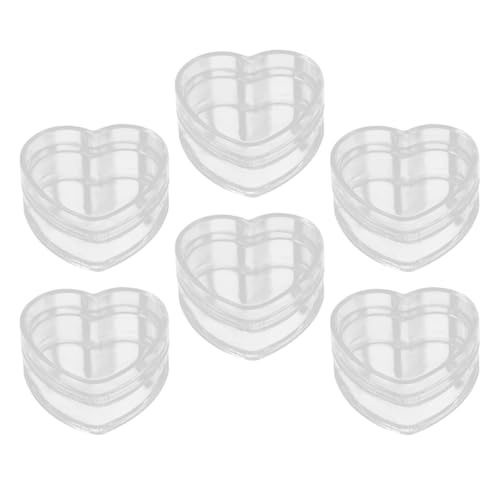 KICHOUSE Boîtes Transparentes de Cœur Lot de 6 3.35 Pouces Boîtes à Dragées pour Présents et Coffrets de Rangement Bijoux pour Événements Festifs