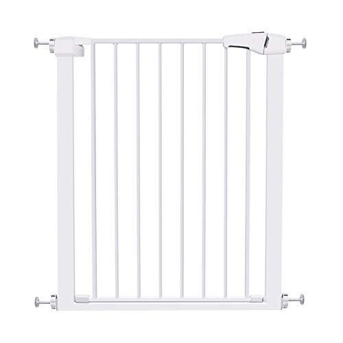 Gate de sécurité extra hauteur et large 117-124cm blanc métal pour porte d'enfant