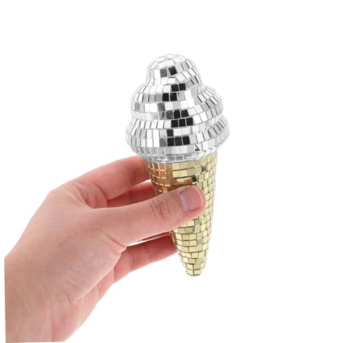 Bola espejada en forma de cono de helado para decoración de mesa, boda y fiesta, accesorio festivo plateado miniatura 4