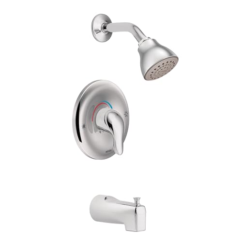 Moen Chateau Chrome Posi-Temp Bathtub Trim Kit with Shower Head, Lever Handle, and Tub Spout, Valve Required, TL183EP