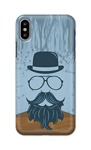 Image of PRINTFIDAA Mustache Beard and Hairstyle Hipster in Glasses Printed Designer Hard Case for Apple iPhone X /iPhone 10 / iPhone Ten /iPhone Xs Back Cover -(e) RPM1002