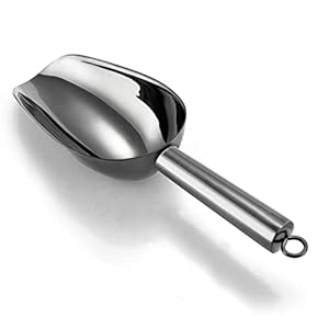 TEAMFAR Eisschaufel, Edelstahl Klein Mehlschaufel Futterschaufel Abwiegeschaufel Abfüllschaufel Teeschaufel Sackschaufel für Bar, Küchen, Büfett, Party, Hochwertige & Spülmaschinengeeignet, Schwarz