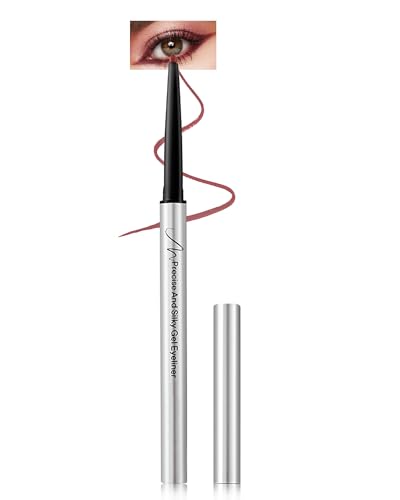 Gel Eyeliner Wein Rot, Metallischer Wasserfest, Burgundy Langanhaltender Eye Liner Pen, Hochpigmentierte Eyelinerstift, Schnell Trocknend, Augen Make Up Festival Gift for Frauen und Mädchen,Vegan-03