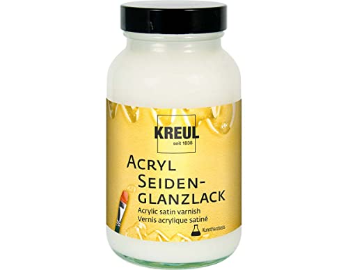 KREUL 79408 - Acryl Seidenglanzlack auf Kunstharzbasis, 250 ml Glas, seidenglänzend transparent, Schutz- und Überzugslack für durchgetrocknete Aufmalungen, für Innen und Außen geeignet