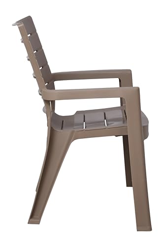 Image of Prima Plastic Chair for Living Room |Set of 2 | Chair for Home, Living Room, Outdoor | Stackable Chair with arm | 100% Virgin Plastic | Rado (Camel Brown Colour)