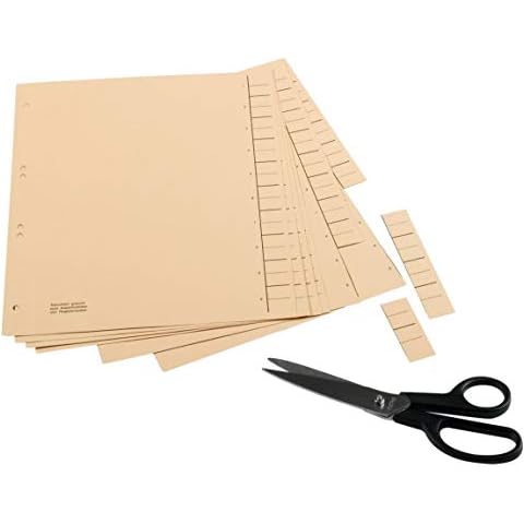 SCHÄFER SHOP Trennblätter aus Manilakarton mit seitlichem Tabendruck für Registerschnitt, DIN A4, 1-10, blanko, 100 Stück Cover