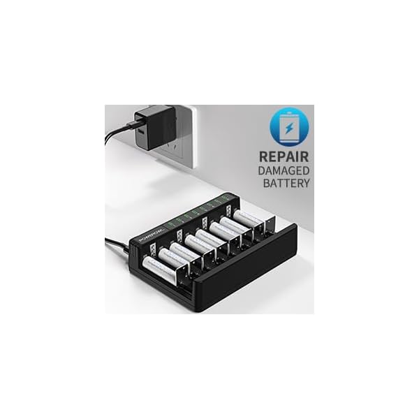 POWEROWL Rechargeable AAA Batteries Kit - 8 Pack 1000mAh High Capacity Low Self Discharge NiMH Double A Battery with 8 Independent Slots Charger - Image 8