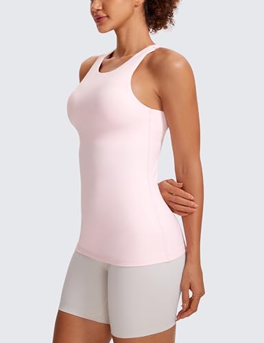 Image of CRZ YOGA Butterluxe High Crew Neck Tank Top | Light Support, Built in Bra, Removable Pads, Yoga, Extremely Soft, Racerback, for Women
