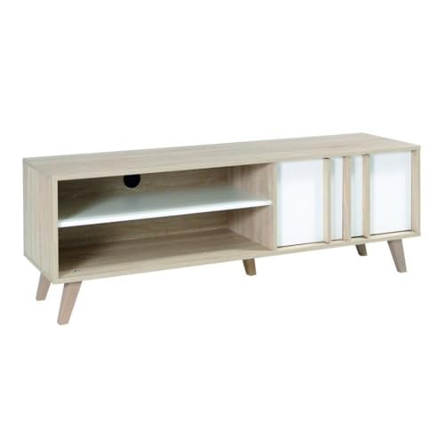 PRICE FACTORY just for you Meuble TV Malmo 150 cm Coloris chêne Clair et Blanc