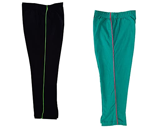 Image of indi weaves Girls Cotton Solid Capri 3 /4th Leggings (Pack of 2)