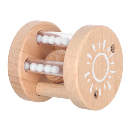 HOUDERCO モンテッソーリ木製ラトル 用手持ち楽器 ビーズ付き感覚シェーカー 音楽的打楽器 幼児向け知育 木製パーカッションシェイカー