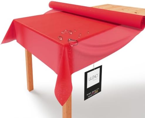 LILENO HOME Tischdeckenrolle 1,10 x 25 m - Tischdecke Rot aus Vlies | Stoffähnlich, abwaschbare Tischdecke als Rolle, Meterware Tischtuchrolle - Einweg Papiertischdecke Rolle Alter