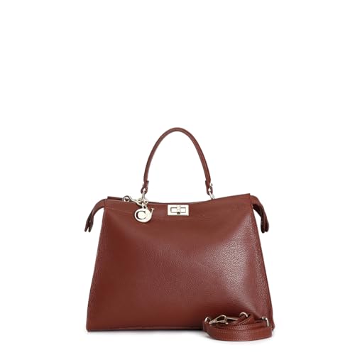 CAFèNOIR - Bolso De Mano Con Solapa Y Aplicación De Pinza Pintada, Bandolera Burdeos, Para Mujer, Color Rojo, Talla Única