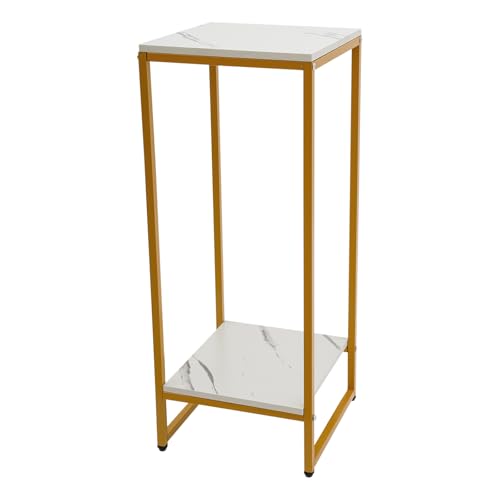 Support de plantes en pot à 2 étages - Colonne décorative carrée - En métal - Pour la maison, le jardin, la terrasse, le balcon, le bureau, le salon