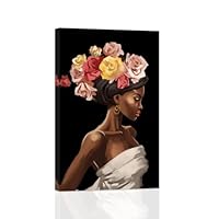 Amazon.co.jp: ZXHYWYM 黒人女性 フラワーヘッド ウォールアート