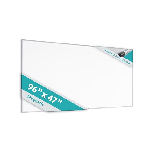 U Brands Magnetic Whiteboard with Silver Aluminum Frame, 96" x