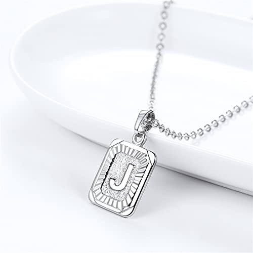 U7 A-Z 26 Letters Pendant Men Womens Fashion Jewelry Platinum Plated Square Pendants Capital Initial J Necklace #TOP2