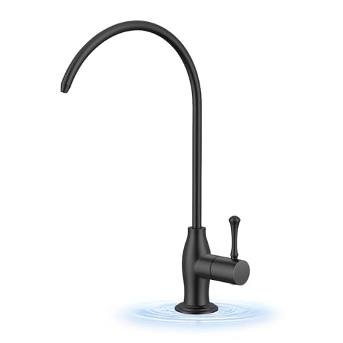 Image of WEWE Drinking Water Faucet with Vintage Design, Non-Air Gap, Matte Black | Lead-Free SUS304 Stainless Steel, 360 Swivel Spout, Double Seal Leak-Proof, Fits 1 /4 inch & 3 /8 inch RO Connectors
