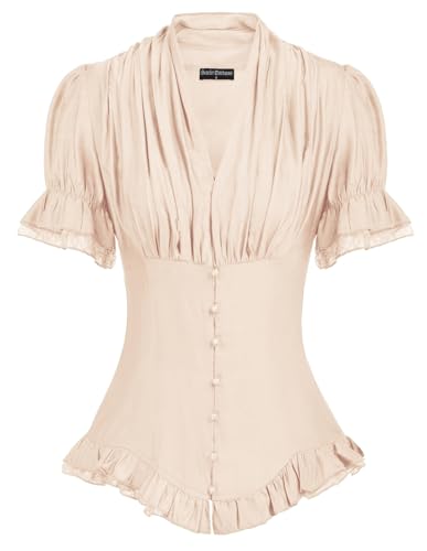 SCARLET DARKNESS Women's Ruffle Blouse Medieval Lace Shirt Gothic Blouse for Party Top