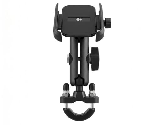 Image of TA Heavy Duty U-Bolt Motorcycle Mobile Holder | 360 Rotatable Double Socket Arm Phone Mount for Bike & Bicycle (Black)