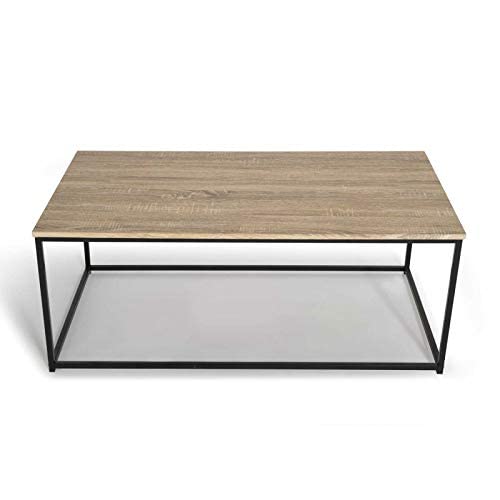 IDMarket - Table Basse Detroit 113 cm Design Industriel Bois et métal Noir
