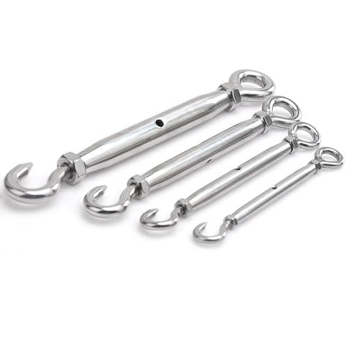 Tensor de Cuerpo Cerrado de Acero Inoxidable 304, Tipo Gancho y Ojal con Rosca Invertida para Tensado de Cable de Alambre (M5) miniatura 7