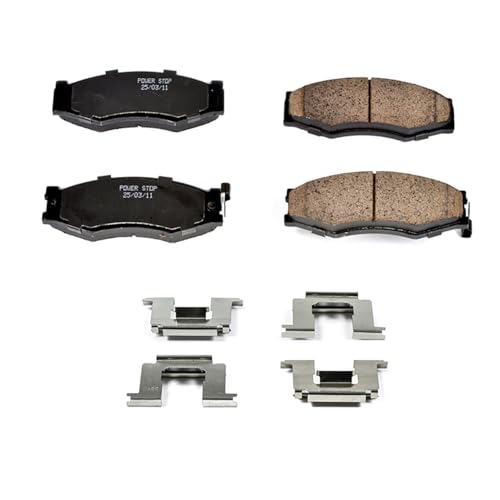Image of PowerStop Front Brake Pads for Infiniti M30 1990-92 |Nissan 200SX 1987-88 |300ZX 1984-89 |D21 1986-94 |Maxima 1984-88 - Z17 Ceramic Brake Pads with Installation Hardware, 17-266
