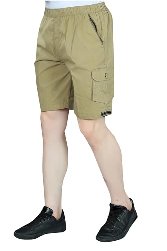 Image of Men Cotton Regular Fit Solid Short | 2 Zipper Pocket | 3 Button Pockets | Versatile Half Pants for Everyday -