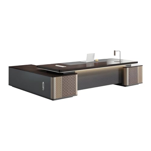 Image of Lakdi The Furniture Co Director & Executive L-Shape Office Table Modern Desk Made in MDF with Side Unit Drawer and Storage Wire Manager - Brown - LDL-622