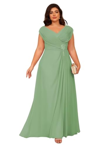Image of Clothfun Simple V Neck Mother of The Bride Dresses Lace Appliques Chiffon Sleeveless Mother of The Groom Dress CYN014
