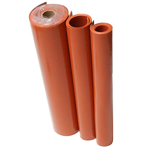 Image of Silicone Sheet, 50A Durometer, Smooth Finish, Adhesive Backing, Orange, 0.032 inch Thickness, 1 inch Width, 36 inch Length