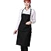solide Couleur Uni Unisexe Cuisine Traiteur Tablier de travail avec double poche, Polyester, noir, Taille unique