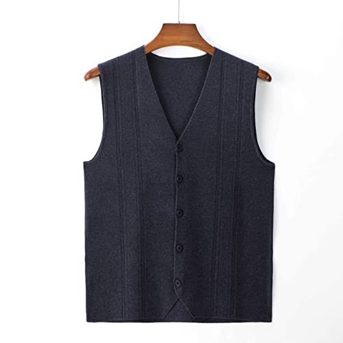 Men's Wool Blend Gilets V Neck Sleevless Knitted Waistcoat Buttons-up Plain Sweater Vest Gentleman Knitwear Cardigans3