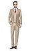 Men's Suit Slim Fit, 3 Piece Champagne Suits for Men, Solid Jacket Vest Pants with Tie, Prom Homecoming Wedding Tuxedo Set M