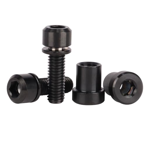 Image of Titanium Bolt M5x16 18 20mm with Washer Steerer Clamp Nut for Bicycle Stem Front Forking Lock Pack of 2 (Black, M5x16mm)