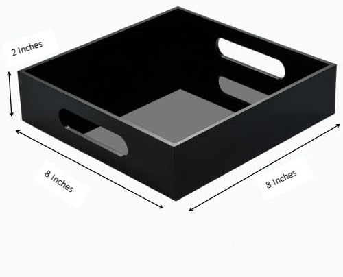 Miniatura 2 de Bandeja de acrílico resistente para servir con asas de 5 mm (0.197 pulgadas) de grosor, bandeja organizadora para cocina, baño, oficina, bar, caja